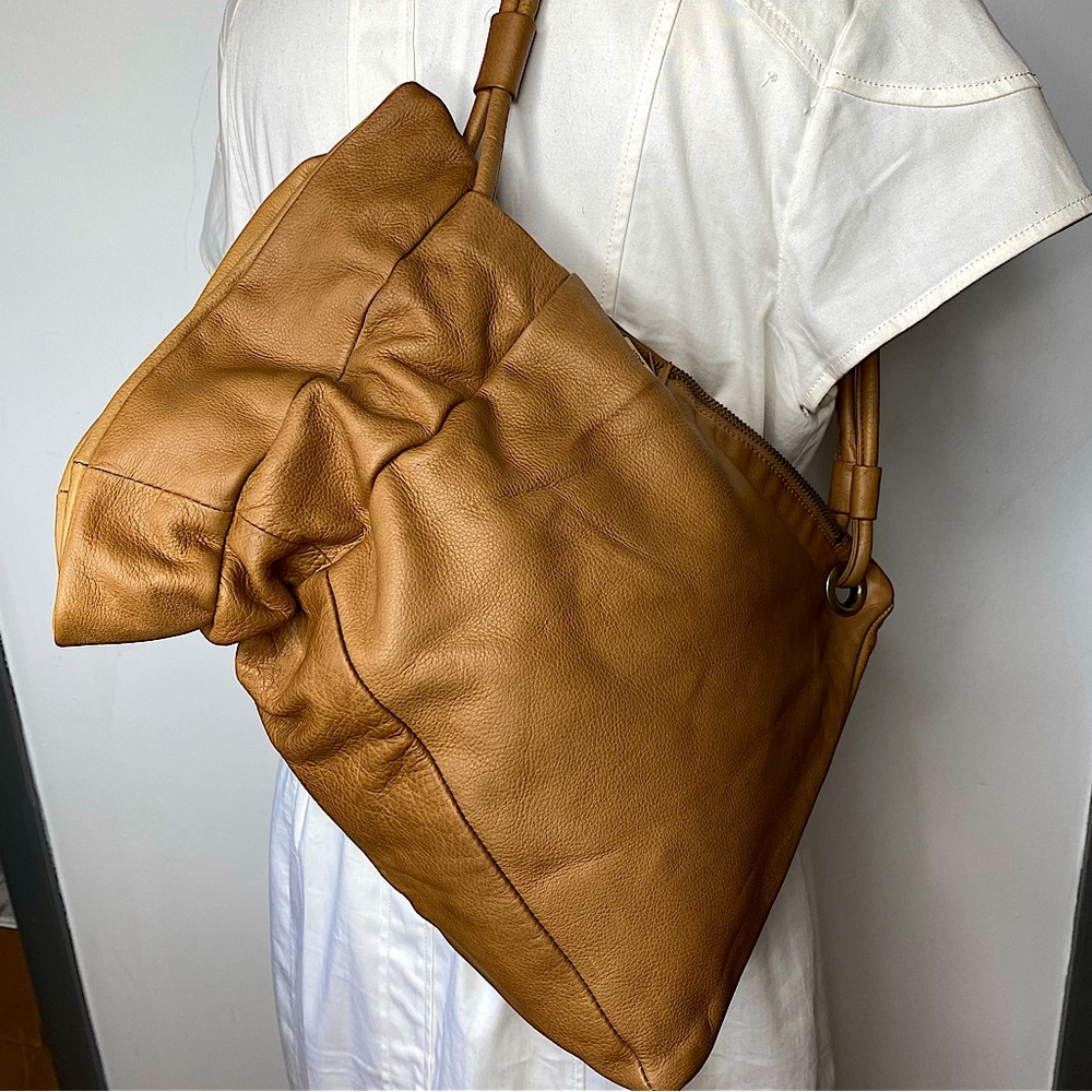 Stone Mountain Tan Soft Pebbled Leather Slingback Bag